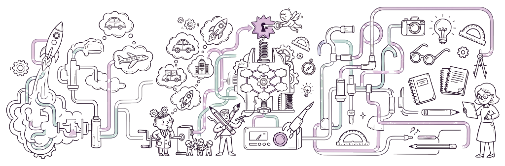 Illustration representing ideas, creativity, and the process of building products
