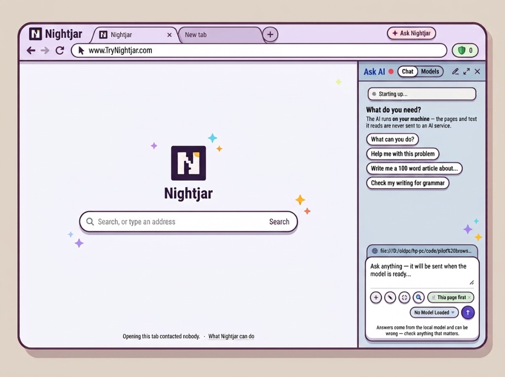 Nightjar Browser interface preview